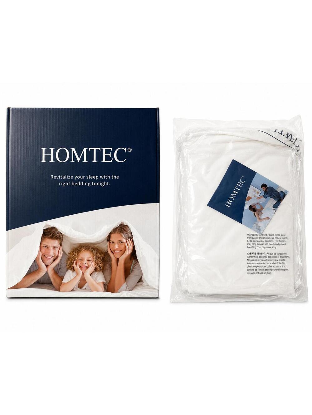 HOMTEC Twin Size Duvet Insert White 100% Cotton Shell Thin Cooling Bedding NIB